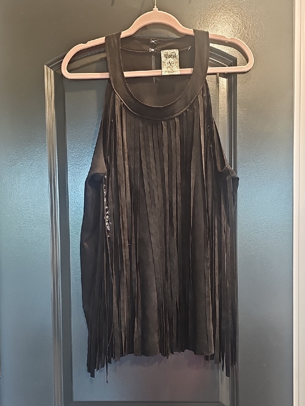 Vocal Faux Suede Fringe Tank Top